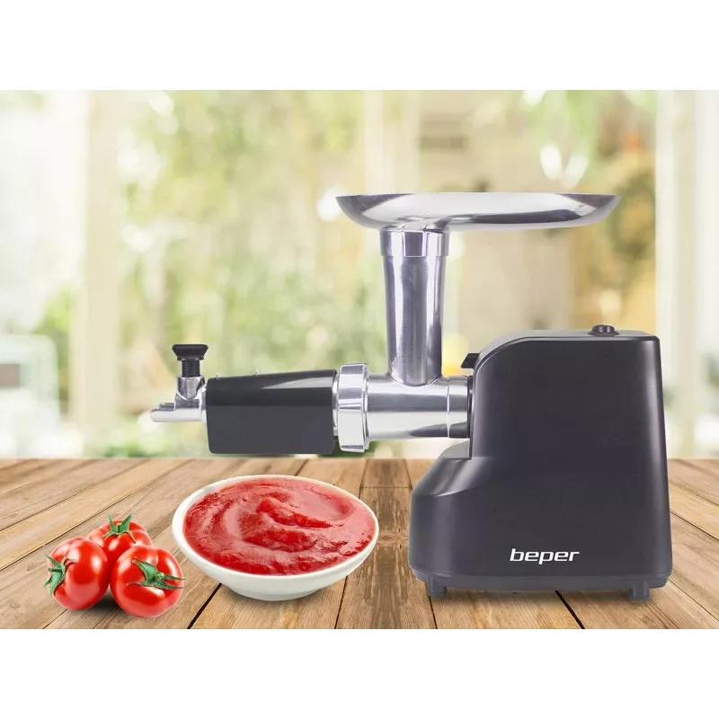 Beper P102ROB200 picadora de carne eléctrica con exprimidor de tomate, 1200 W, negra