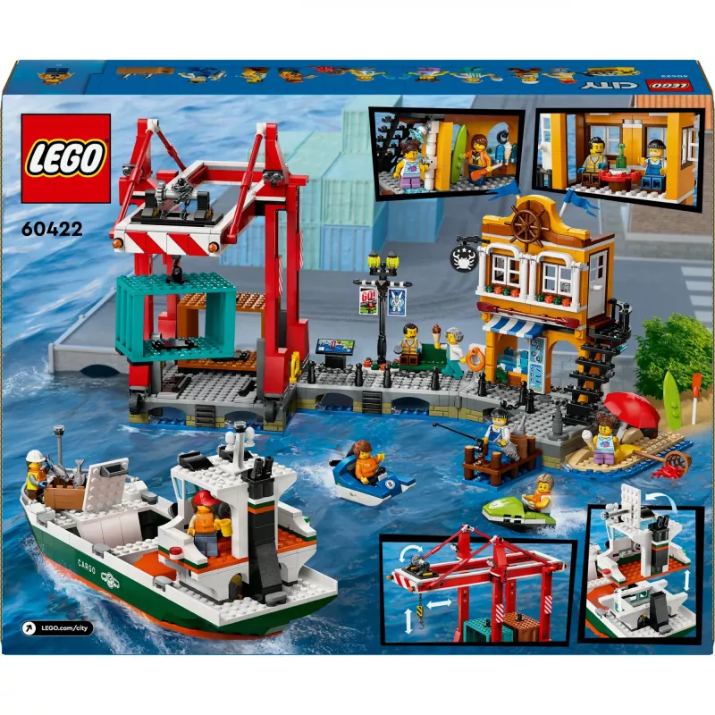 LEGO CITY 60422 Puerto costero con buque de carga
