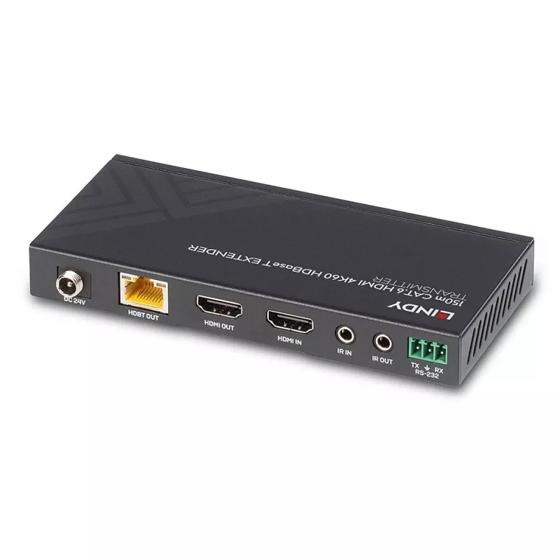 Lindy 38217 extensor HDBaseT HDMI 4K60 por Cat.6 de 150 m, IR y RS-232, transmisor y receptor