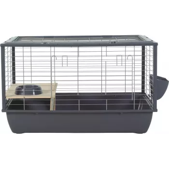 Jaula para conejos de interior ZOLUX Neolife Connect 101,5×54×51 cm – estructura metálica, base de plástico, gris