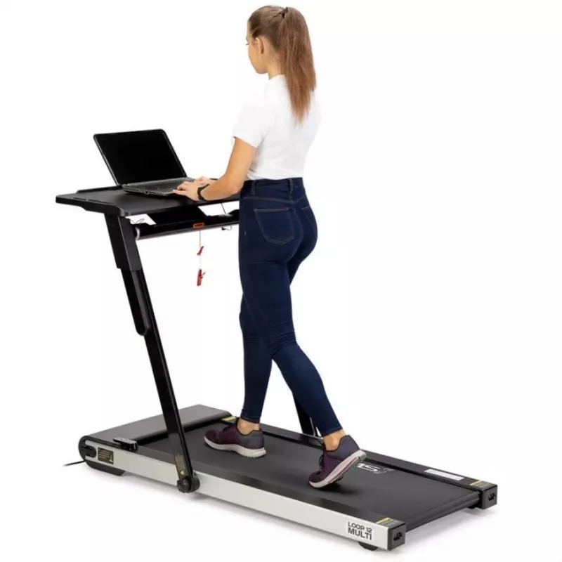 Cinta de correr eléctrica con escritorio HMS LOOP12 MULTI 1-12 km/h, negra