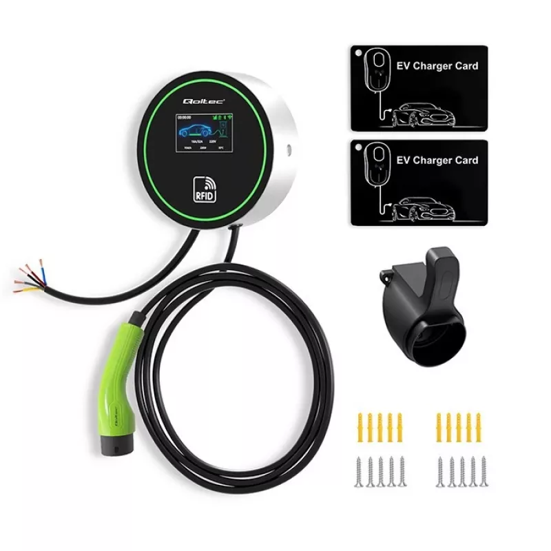 Estación de carga para VE QOLTEC 52432 Type2 22 kW WLAN con pantalla LCD