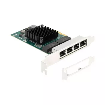 Tarjeta DeLOCK PCI Express x4 4 x RJ45 Gigabit LAN BCM Gris