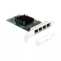 Tarjeta DeLOCK PCI Express x4 4 x RJ45 Gigabit LAN BCM Gris