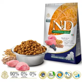 FARMINA N&D Ancestral Grain Puppy Medium&Maxi Lamb - Pienso para perros - 12 kg