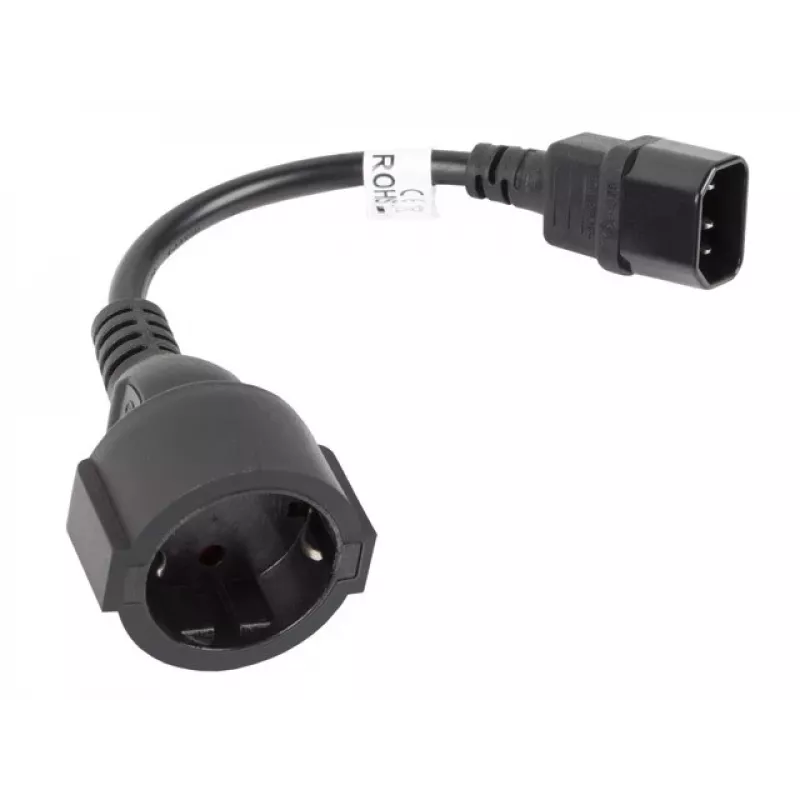 Cable de alimentación Lanberg CA-C14E-10CC-0018-BK negro 0,18 m conector C14 (CA-C14E-10CC-0018-BK)