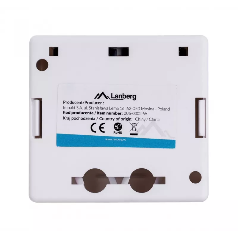 Rosa de superficie RJ-45 Cat6 OU6-0002-W blanca, 2 tomas, 30×54×57 mm