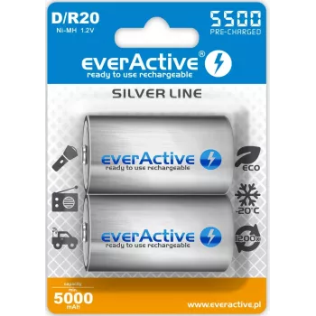Pila recargable everActive EVHRL20-5500 D NiMH 1,2 V 5500 mAh, pack de 2