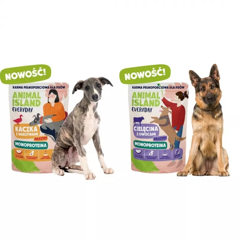 ANIMAL ISLAND Monoproteico ternera/pato/pavo Comida para perros 9×300g
