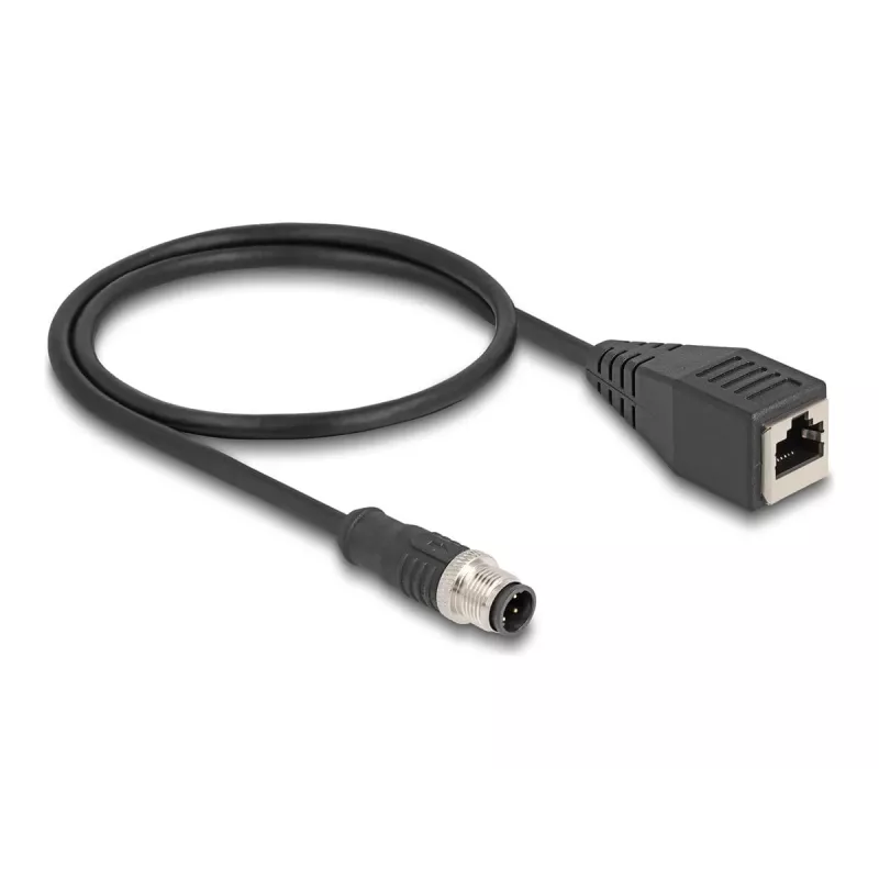 Cable adaptador DeLOCK M12 codificación D de 4 pines conector macho a RJ45 conector hembra 50 cm