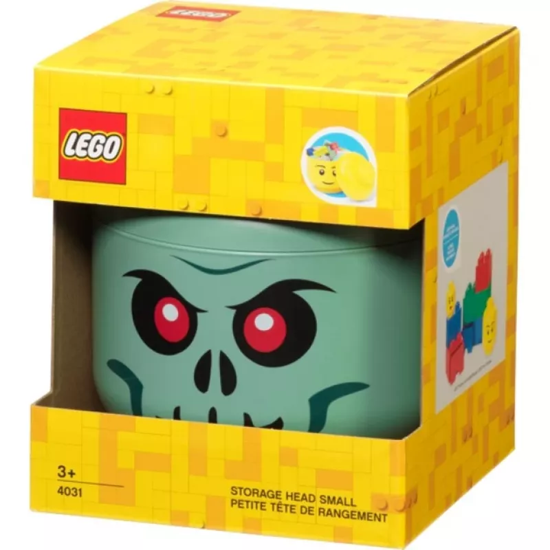 Caja de almacenamiento Room Copenhagen LEGO cabeza Skeleton pequeña, verde/negro