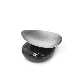 Báscula de cocina Caso FinoCompact 03201 — 0,5 kg de capacidad, división de 1 g, indicador LED, acero inoxidable/negro