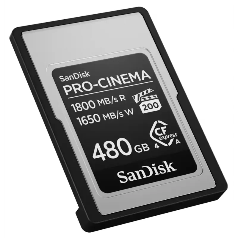 SanDisk PRO-CINEMA tarjeta CFexpress Type A - 480GB, 480 GB, CFexpress Type A, 1800 MB/s, 1650 MB/s, resistente a salpicaduras, al polvo y al agua, negro, Me