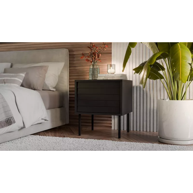 Mesita de noche Cama, 2 uds. CORTINA 45x40x51 negro