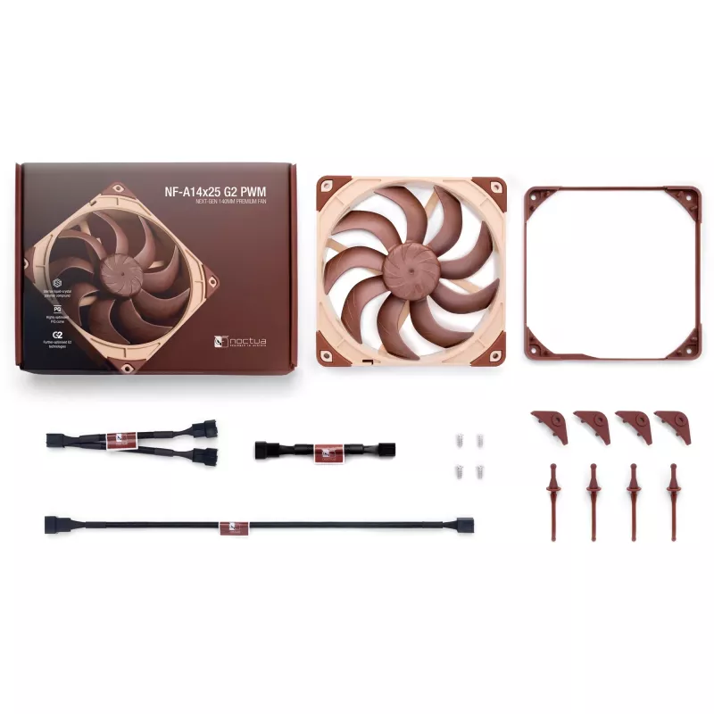 Ventilador Noctua NF-A14x25 G2 PWM 140 mm 1500 rpm rodamiento SSO2 4 pines PWM beige