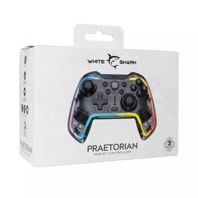 Mando de juegos White Shark GPW-8040 RGB inalámbrico Bluetooth, modelo PRAETORIAN