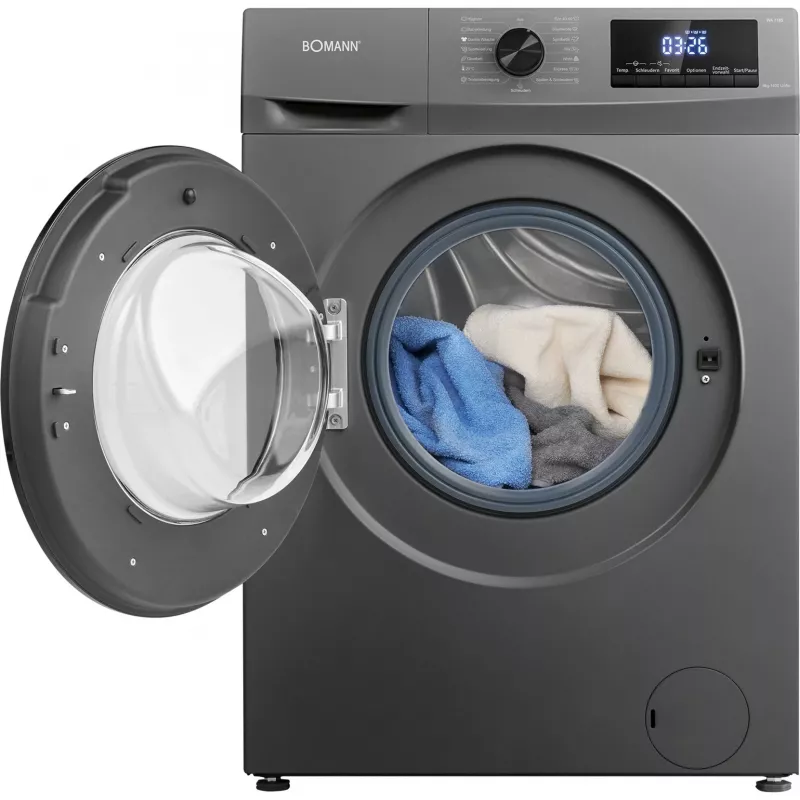 BOMANN WA 7185 lavadora de carga frontal, 8 kg, 1400 rpm, titanio/negro