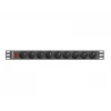 Unidad de distribución de energía LANBERG PDU-09E-0300-BK — 9 tomas tipo E, 16 A, 220–250 V, cable de 3 m, rack 1U, 19