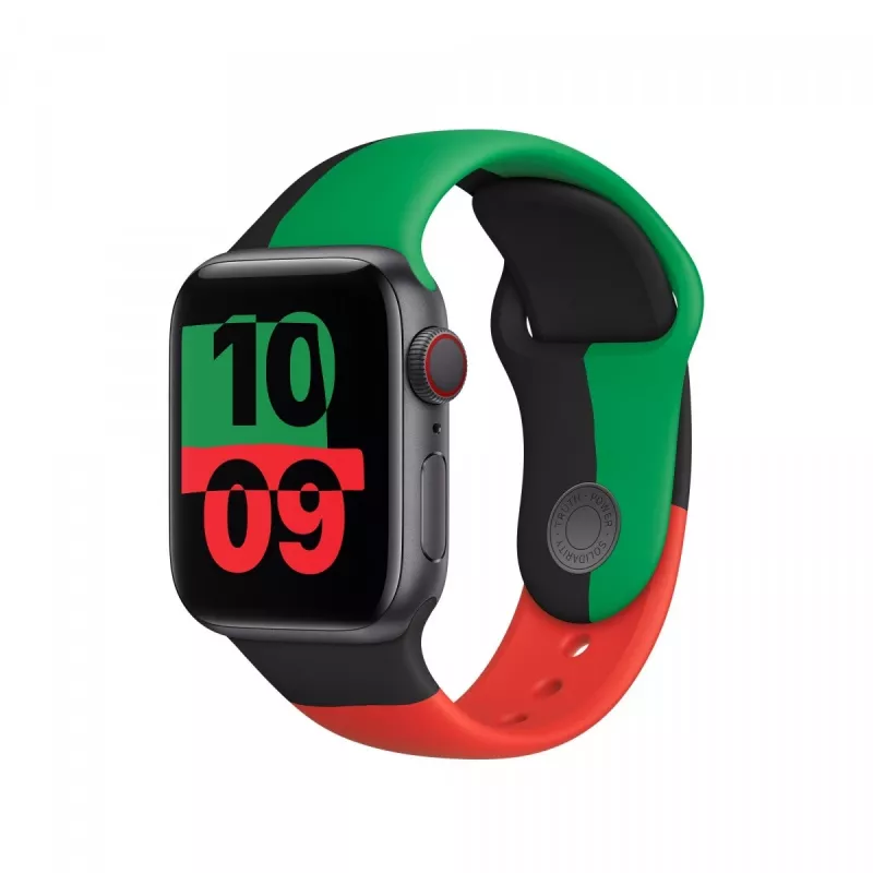Correa Apple 44mm negro Unity Sport Band S/M negro verde rojo