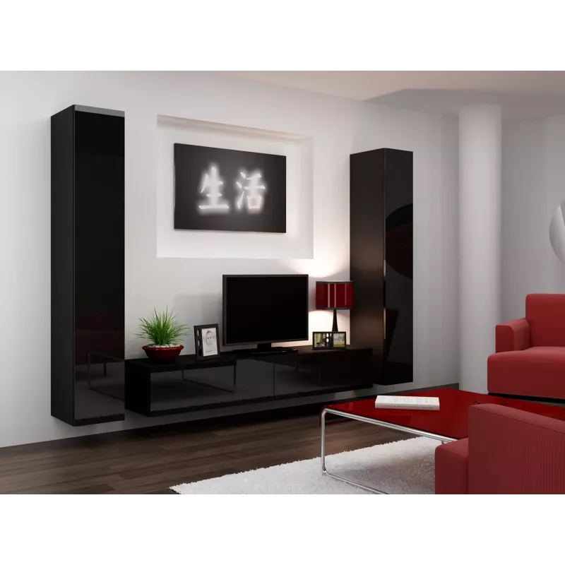 Armario cerrado Cama VIGO '180' 180/40/30 negro/negro brillo