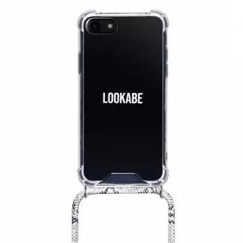 Funda con collar Lookabe Snake Edition para iPhone 7/8, plateada, funda protectora tipo colgante con cordón