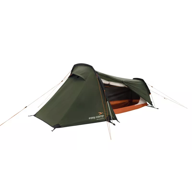 Tienda de túnel easy camp Sarek 1 (verde oscuro/naranja, 2025) — diseño de túnel para una persona