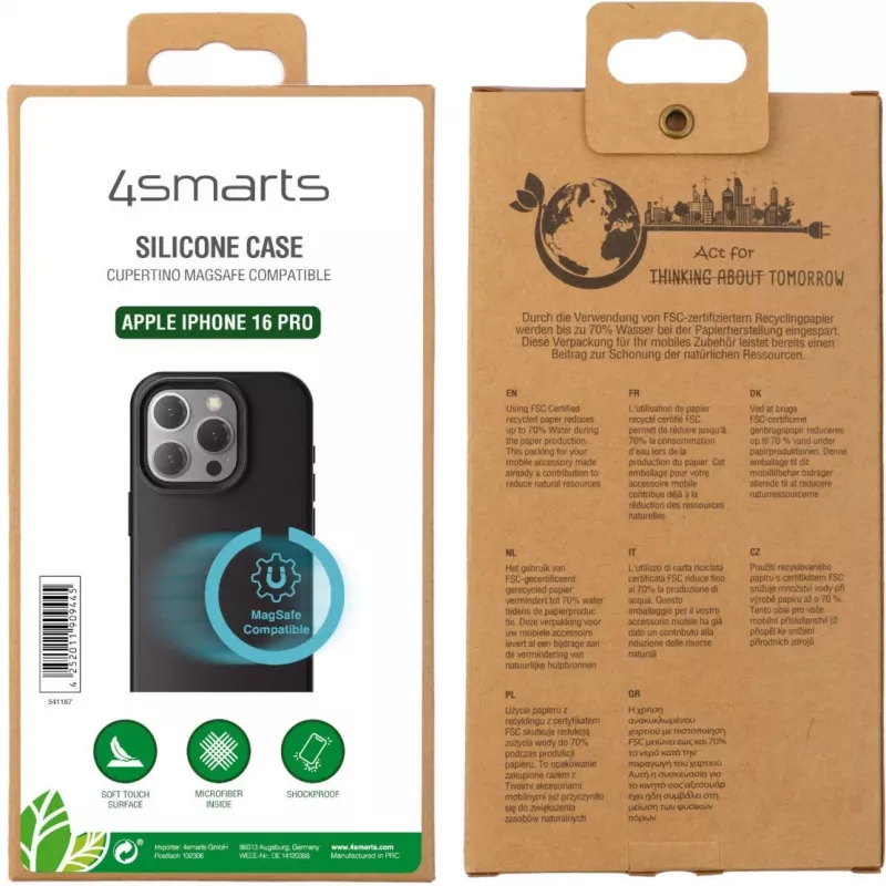 4smarts 541187 Cupertino funda de silicona para Apple iPhone 16 Pro