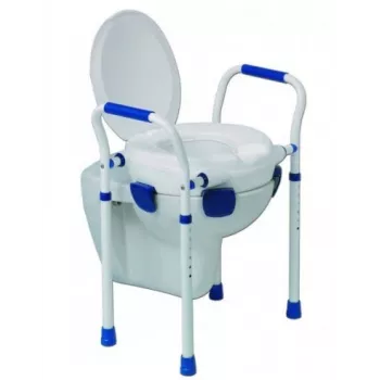 Asiento de inodoro Aston Clipper VII 500431 — asiento de inodoro médico ajustable, polipropileno, marco de aluminio/acero, diámetro interior 25×21 cm