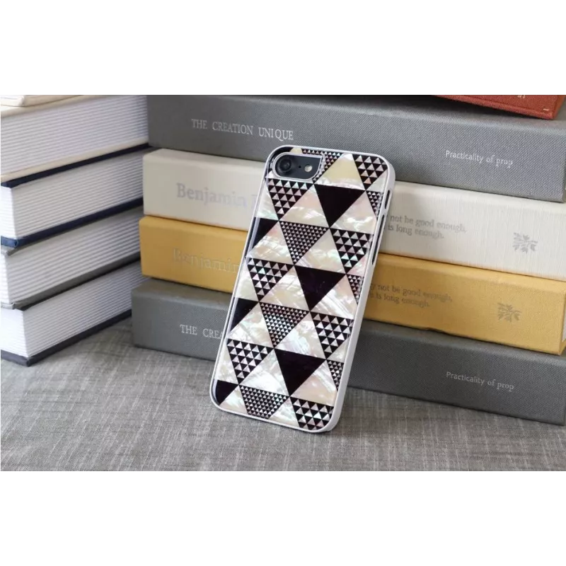 Funda protectora iKins para Apple iPhone 8/7 — diseño piramidal blanco