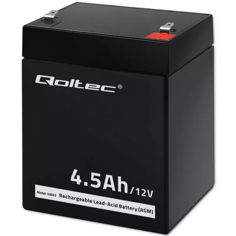 Qoltec 53033 batería AGM 12 V 4,5 Ah, máx. 1,35 A, sin mantenimiento