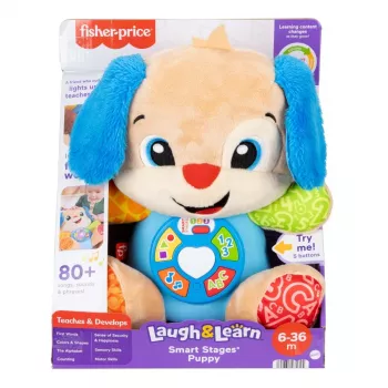 Juguete educativo interactivo MATTEL Fisher-Price Perrito Ríe y Aprende JFD27 – luces, sonidos y botones para el aprendizaje temprano