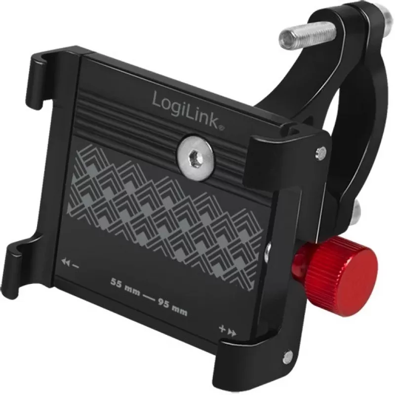 Soporte para smartphone de bicicleta LogiLink, fijación, negro/rojo aleación de aluminio de alta calidad, apto para dispositivos móviles - 1 ud. (AA0146)
