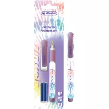 Pluma estilográfica Herlitz New Batik Freedom cartucho lila blanco