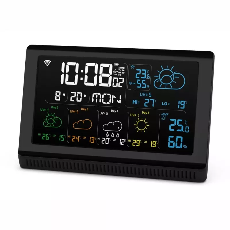 Manta MTO200B Windy Smart estación meteorológica con sensor exterior, Wi-Fi, negra