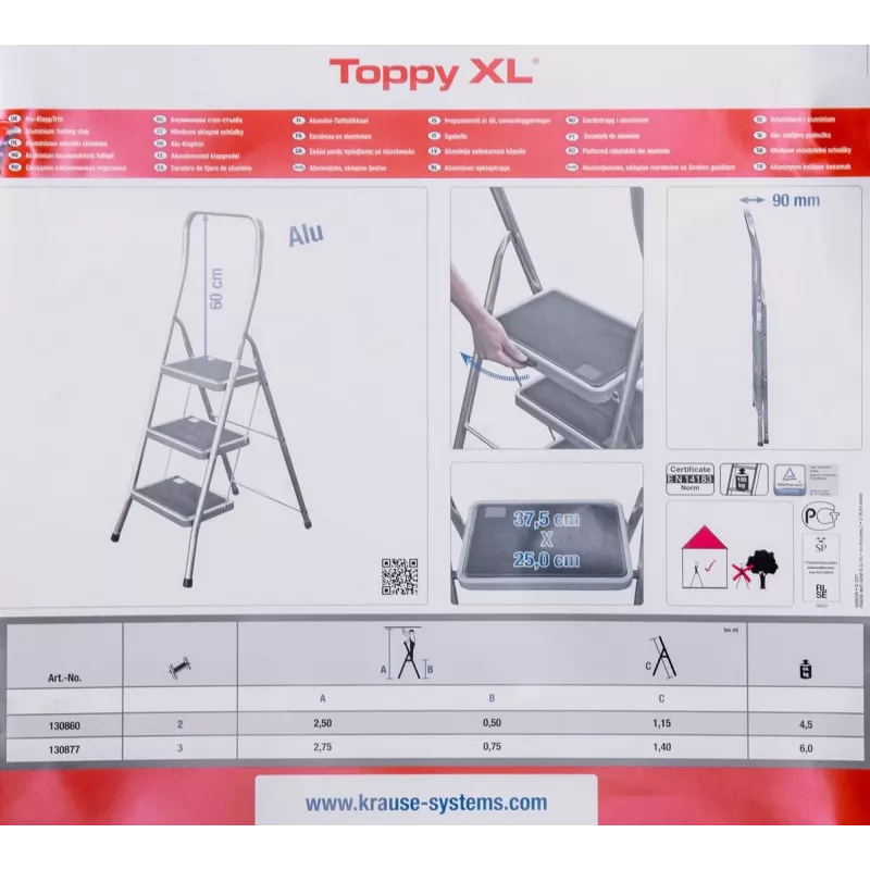 Escalera de tijera Krause Toppy XL plata
