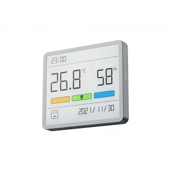 Higrómetro, termómetro y reloj combinados MOVA MTHM01 – unidad interior digital para medir la humedad relativa y la temperatura, compacta para escritorio, estantería o pared