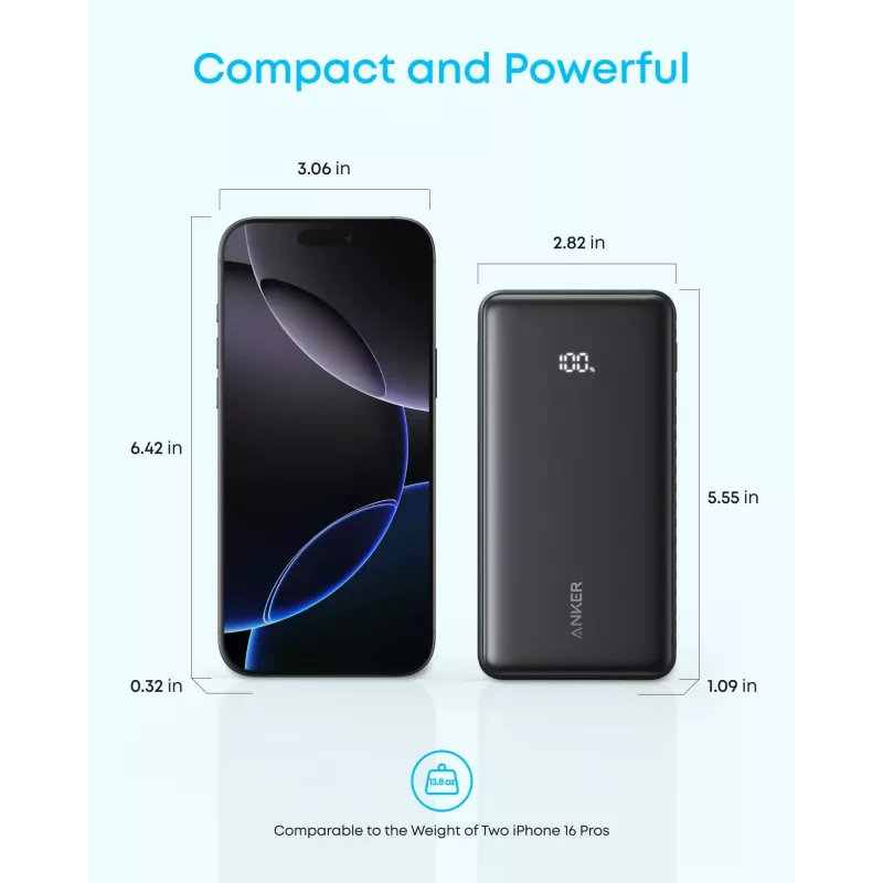 Anker Power Bank, 22,5 W | Zolo A110EH11 | 20000 mAh | USB-C | negro