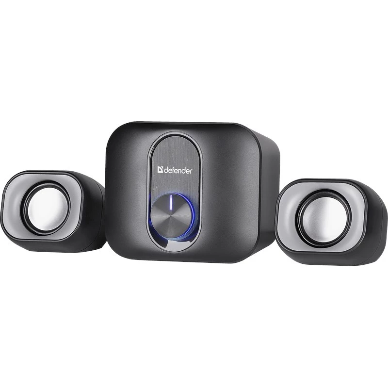 Altavoces de escritorio 2.1 DEFENDER V13 — 11 W RMS (6 W satélites, 5 W subwoofer), alimentación USB, entrada de 3,5 mm, negro