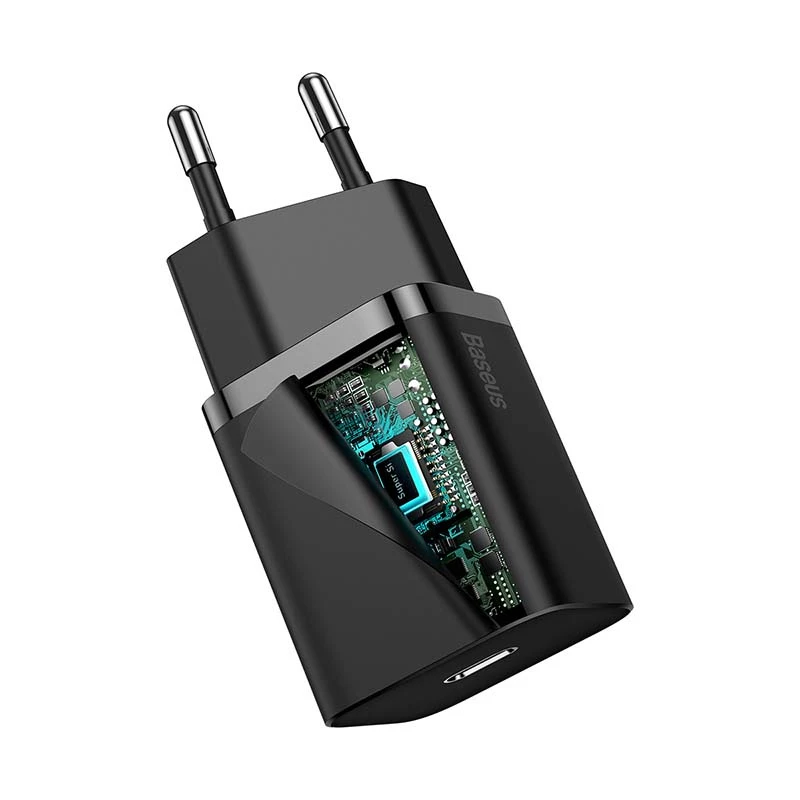 Cargador rápido Baseus Super Si 1C 20W con cable USB-C para Lightning 1m (negro)