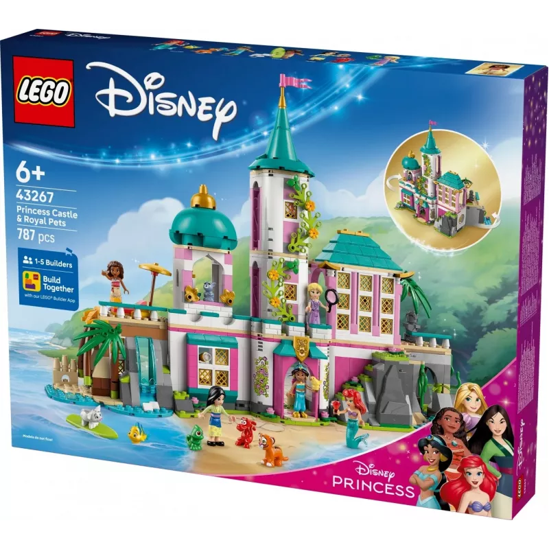 LEGO Disney Princess Castillo y mascotas reales set de construcción 43267 — 787 piezas, 5 minifiguras, edad 6+, 320×460×100 mm