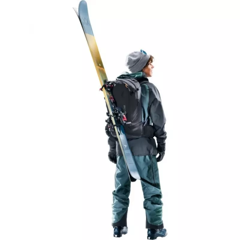 Mochila DEUTER Freerider Pro 34+ — mochila técnica de esquí de travesía freeride, 34 L, negra, portacasco, cinturón lumbar