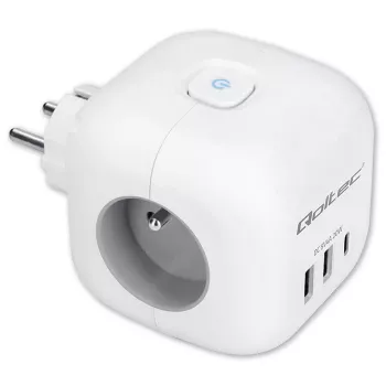 Regleta QOLTEC 52548 con 3 tomas de corriente AC y puerto USB
