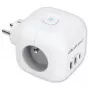 Regleta QOLTEC 52548 con 3 tomas de corriente AC y puerto USB