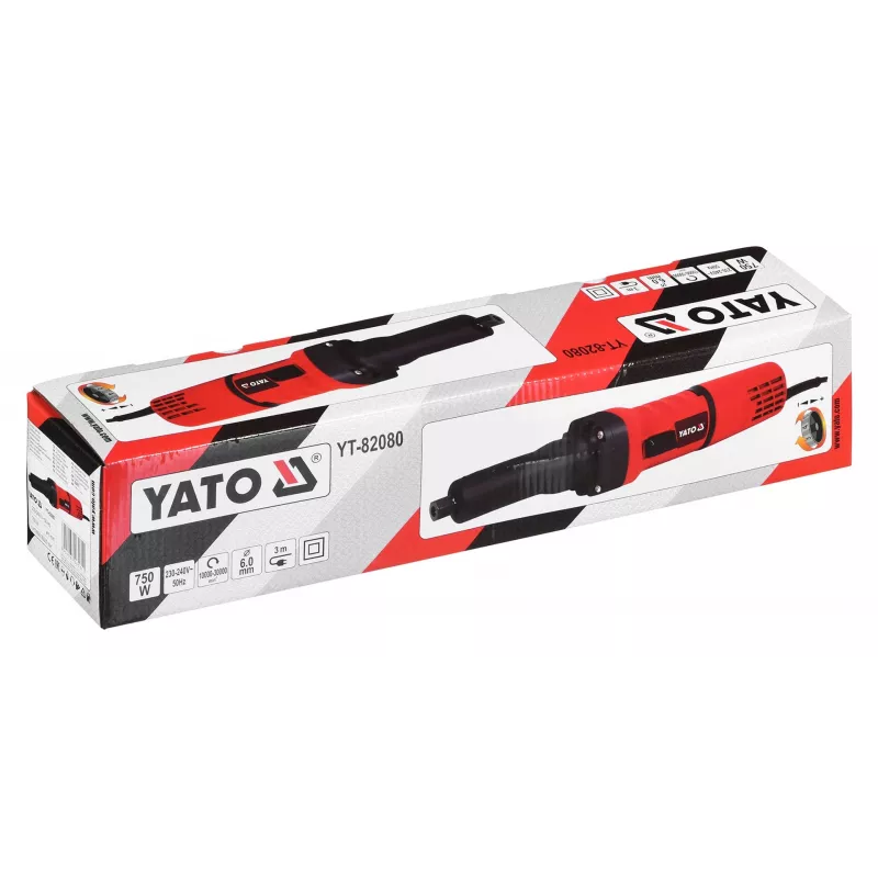 Yato YT-82080 amoladora recta, 750 W, pinza de 6 mm, 30000 RPM