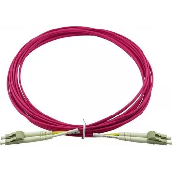 Cable de parcheo de fibra óptica dúplex BlueOptics LC-UPC a LC-UPC 30m multimodo OM4 50/125µm beige