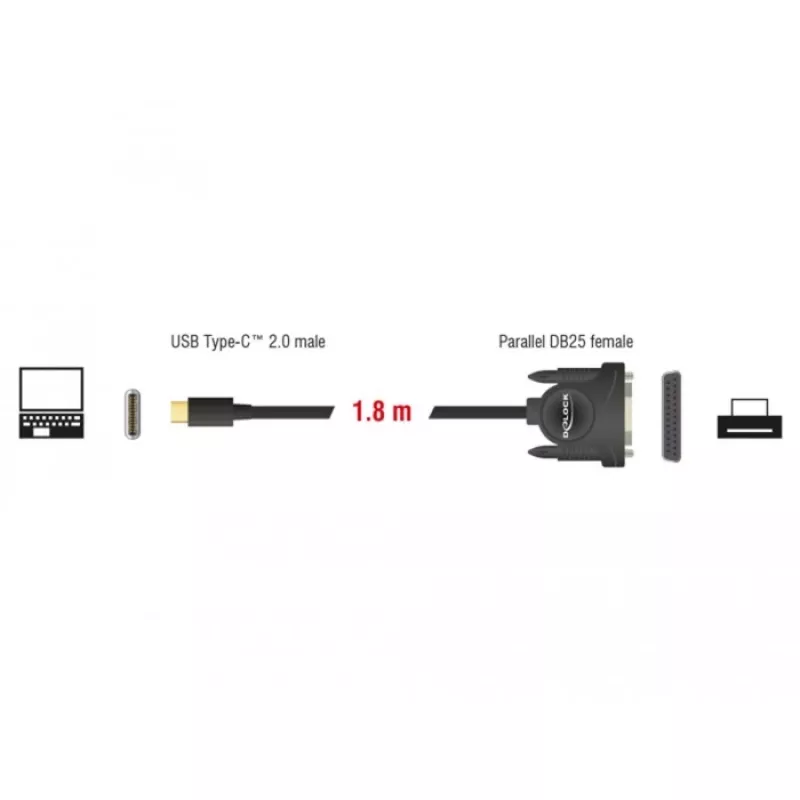 Cable paralelo DeLOCK 62980 negro 1,8 m