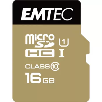 EMTEC Gold+ - Tarjeta de memoria flash (adaptador SD incluido) - 16 GB - Class 10 - microSD - oro (ECMSDM16GHC10GP)