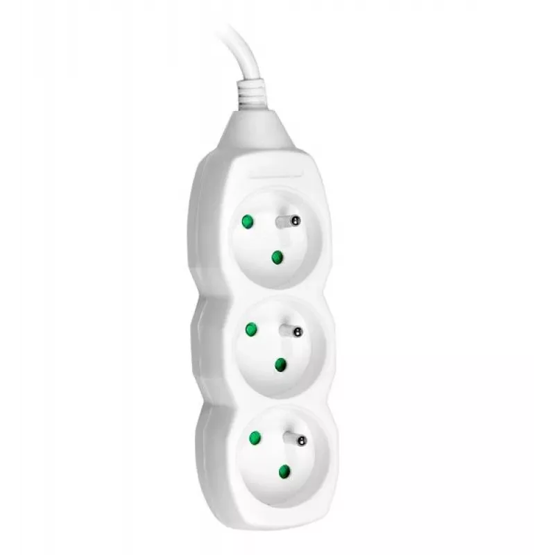 Alargador de corriente TRACER PowerCord 1,5 m 3 tomas blanco
