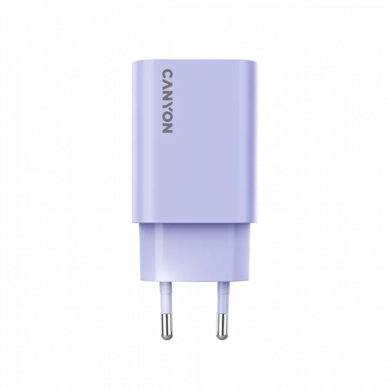 Cargador de pared CANYON OnCharge 30CL, 30W USB-C PD, 1 salida PD, enchufe EU, lila