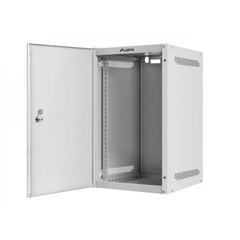 Lanberg WF10-2309-00S Armario rack de pared de 10 pulgadas 9U, gris, puerta metálica, 280x310 mm